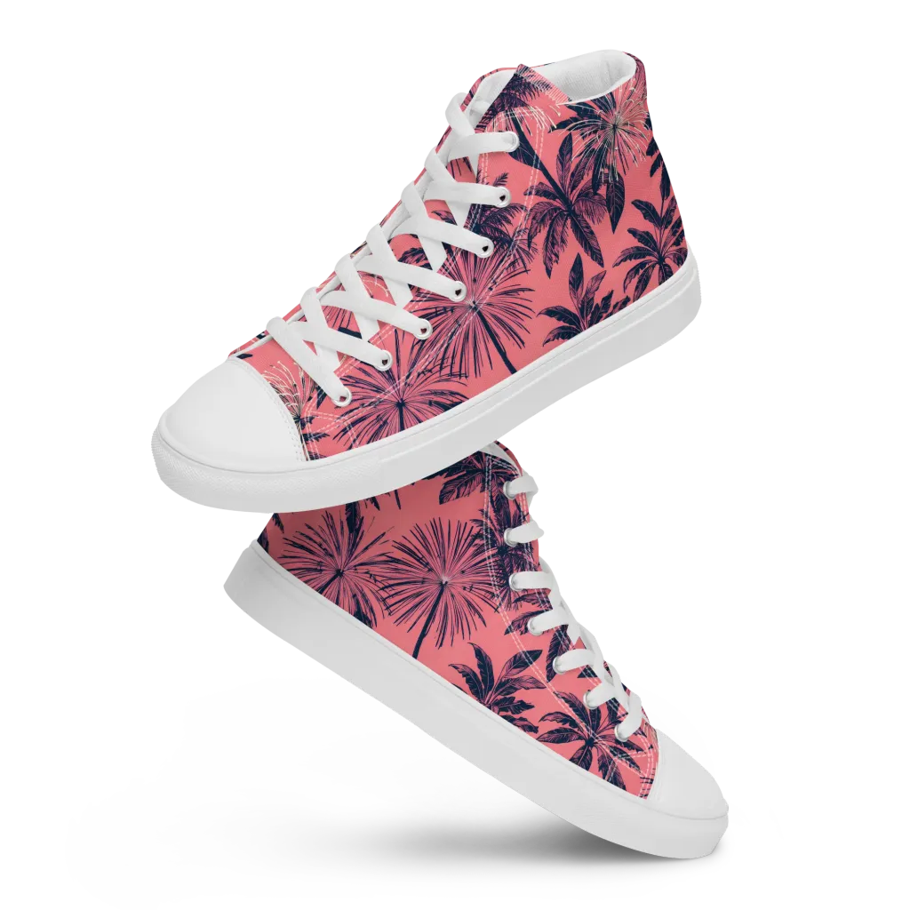 Coral Afterglow on Women's High Top Canvas Shoes — Front
