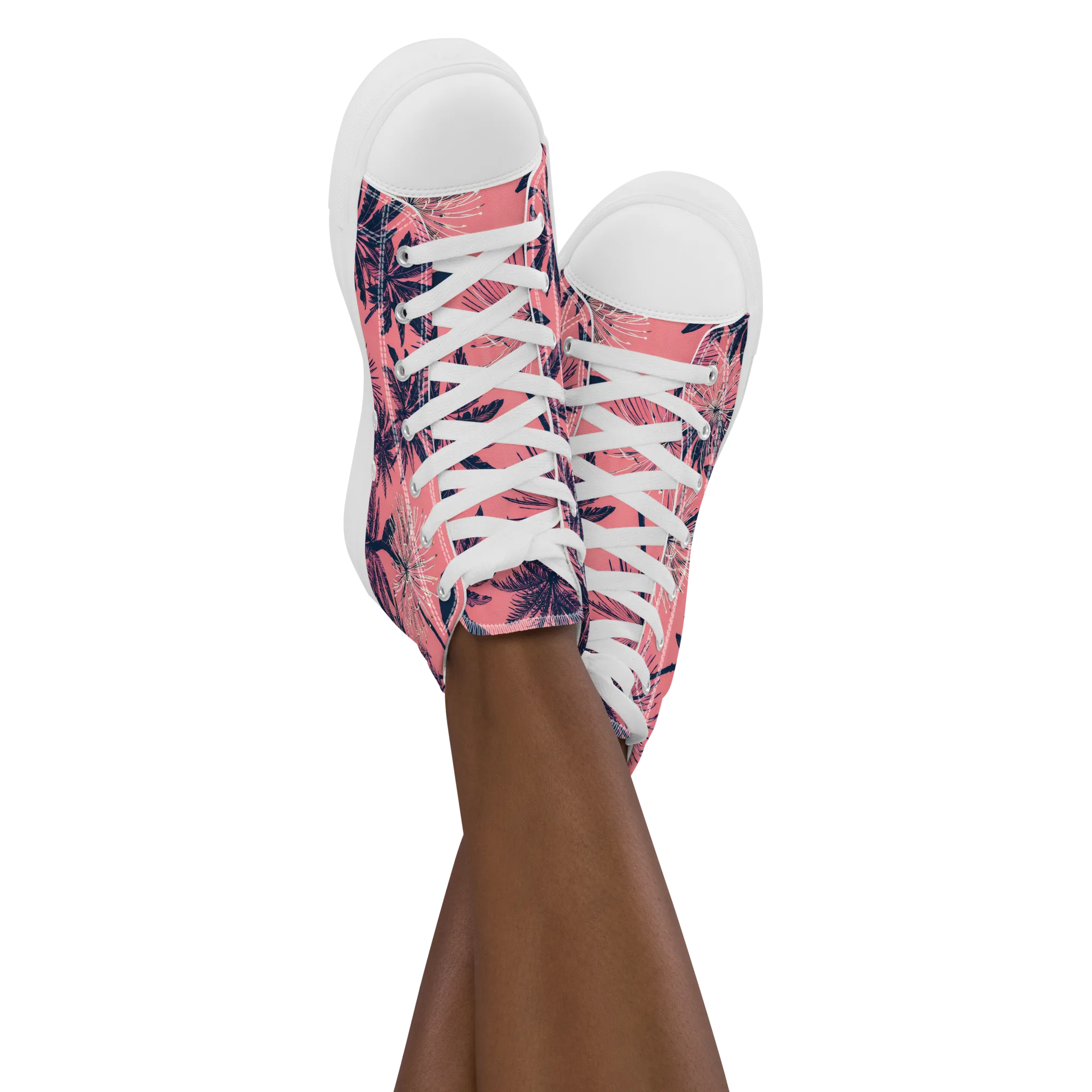 Coral Afterglow on Women's High Top Canvas Shoes — Front