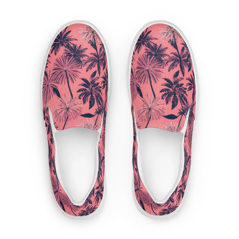 Coral Afterglow on Men's Slip-On Canvas Shoes — Front