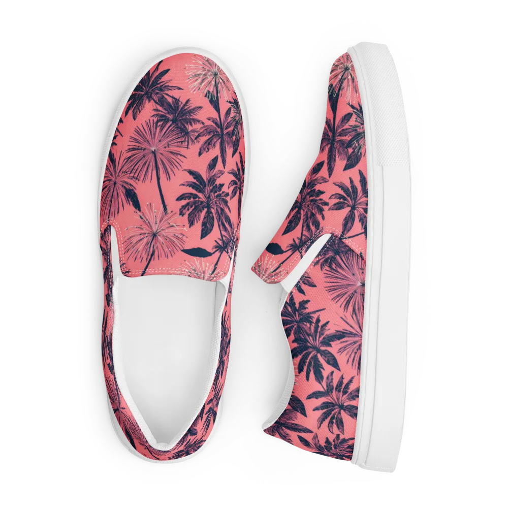 Coral Afterglow on Men's Slip-On Canvas Shoes — Front