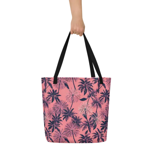 Coral Afterglow on a Large Tote Bag W/ Pocket