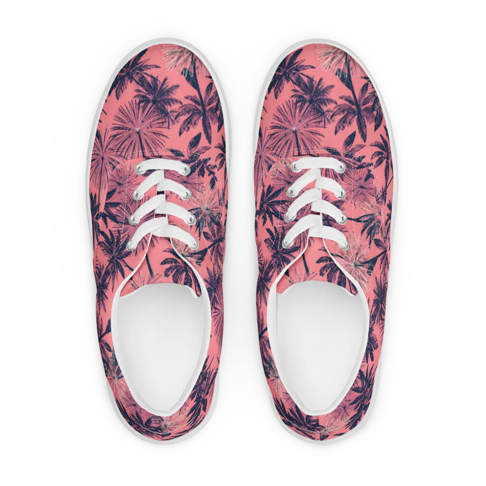 Coral Afterglow on Men's Lace-Up Canvas Shoes — Front