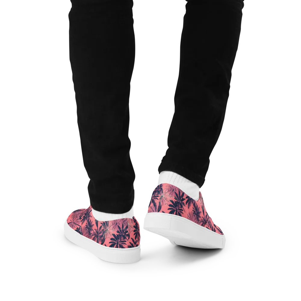 Coral Afterglow on Men's Lace-Up Canvas Shoes — Back