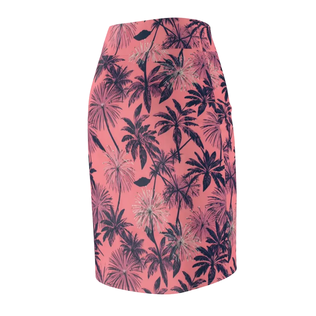Coral Afterglow on Pencil Skirt — Back Side