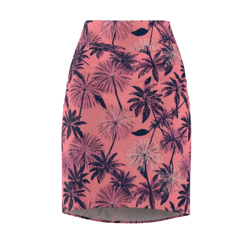 Coral Afterglow on a Pencil Skirt