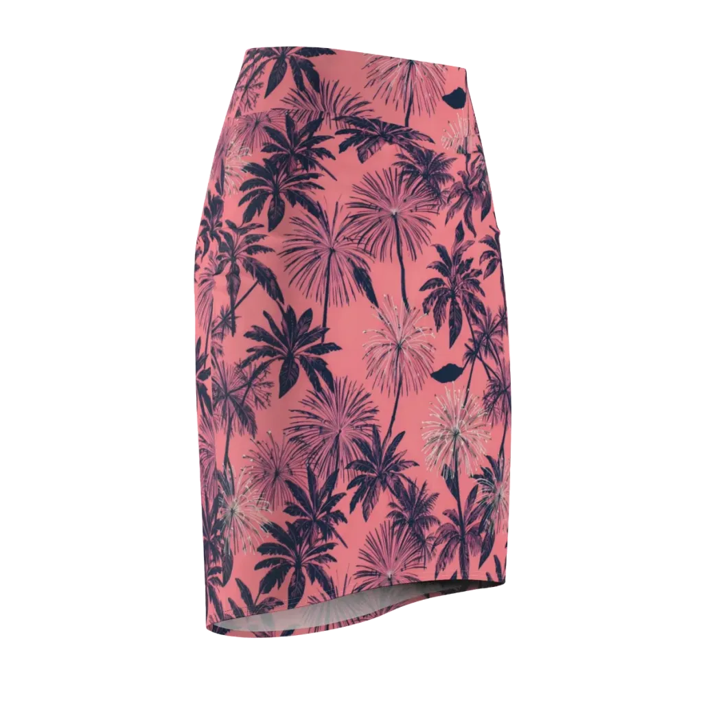 Coral Afterglow on Pencil Skirt — Front Side