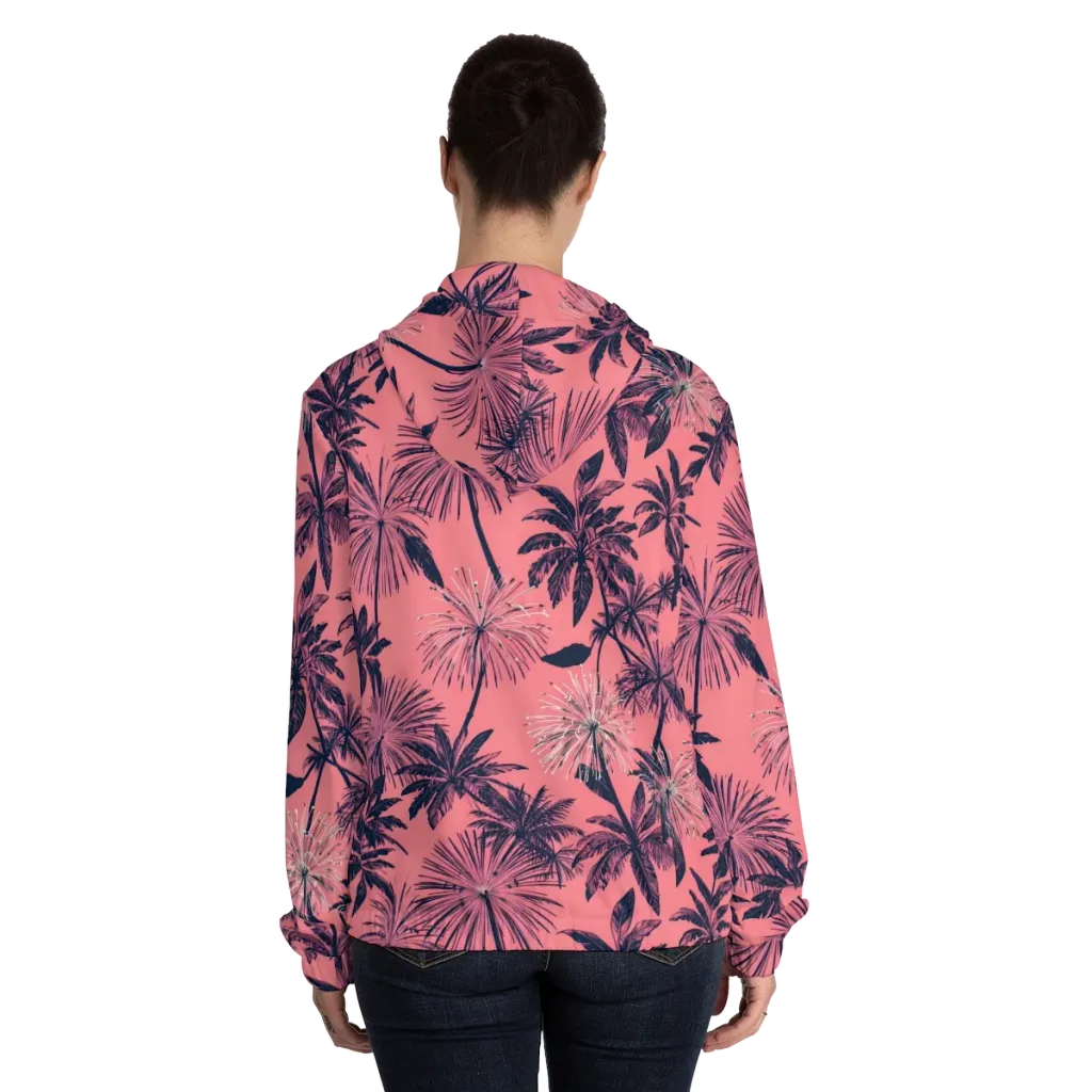 Coral Afterglow on Women's Full-Zip Hoodie — Back On Person