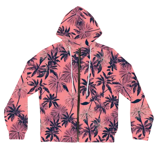 Coral Afterglow on a Women's Full-Zip Hoodie