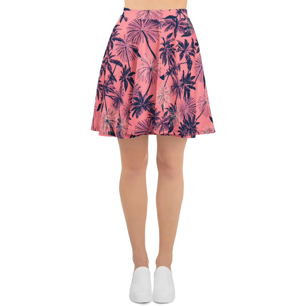 Coral Afterglow on Skater Skirt — Front