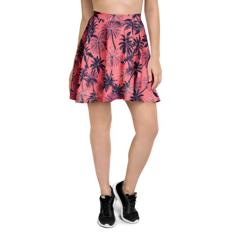 Coral Afterglow on Skater Skirt — Front