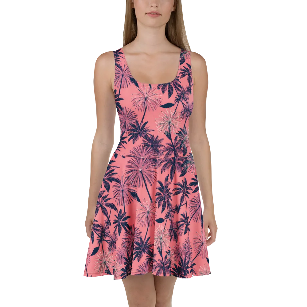 Coral Afterglow on Skater Dress — Front