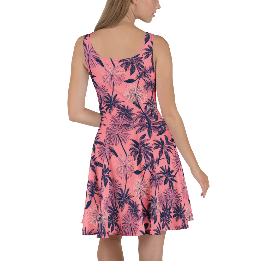 Coral Afterglow on Skater Dress — Back
