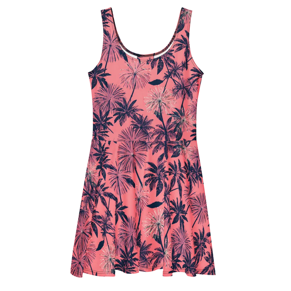 Coral Afterglow on Skater Dress — Front