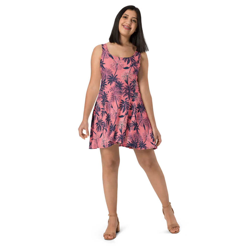 Coral Afterglow on Skater Dress — Front