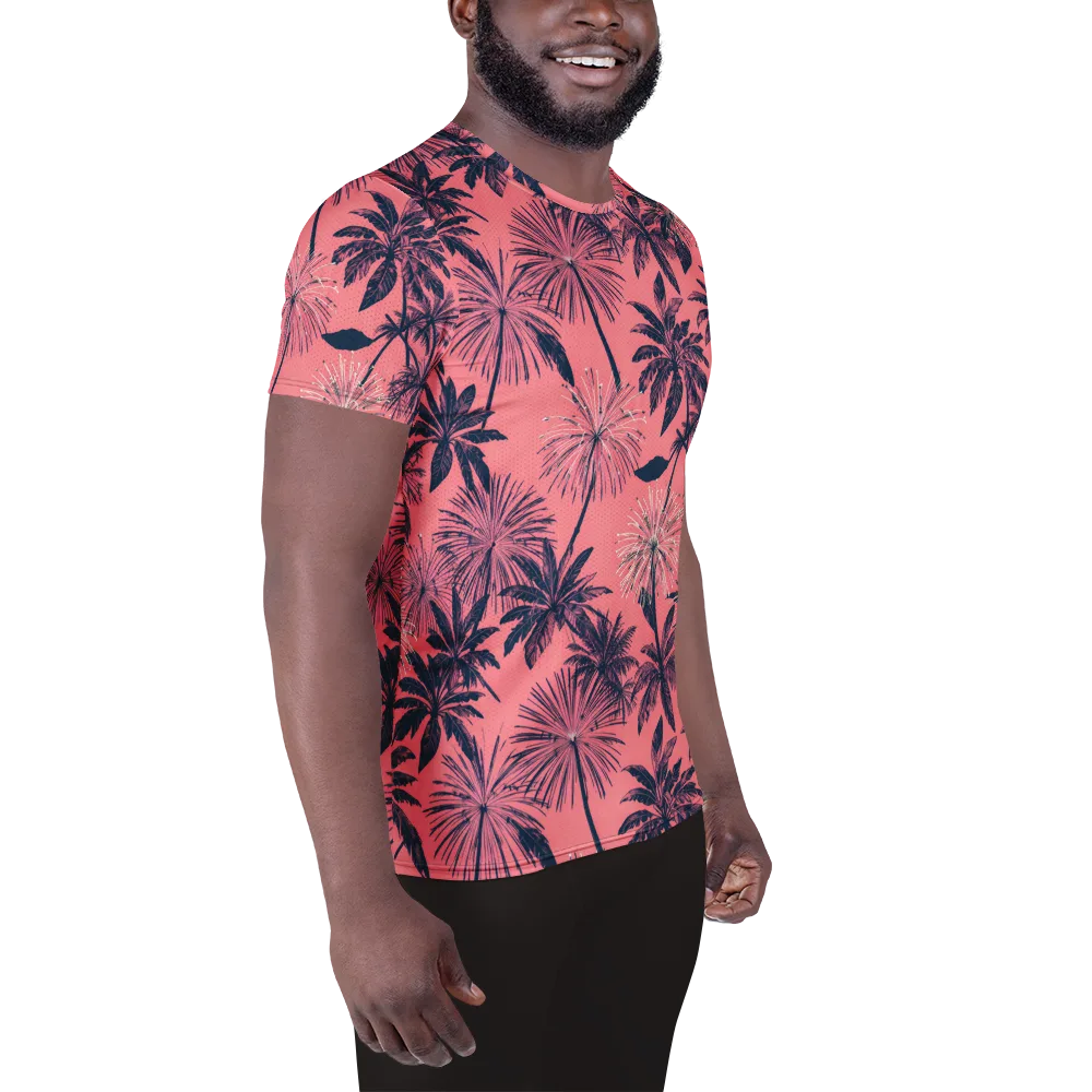 Coral Afterglow on Men's Athletic T-Shirt — Right
