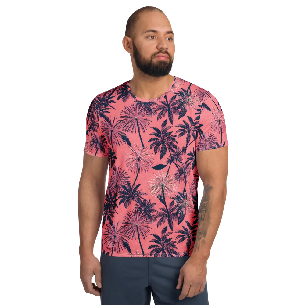 Coral Afterglow on Men's Athletic T-Shirt — Front