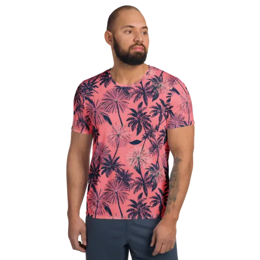 Coral Afterglow on a Men's Athletic T-Shirt