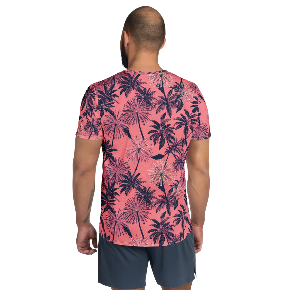 Coral Afterglow on Men's Athletic T-Shirt — Back