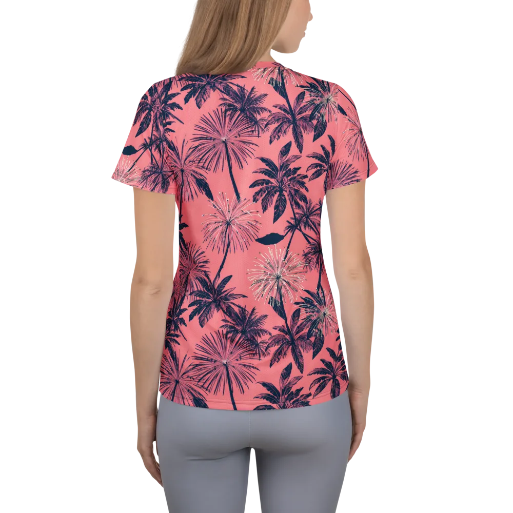 Coral Afterglow on Women's Athletic T-Shirt — Back