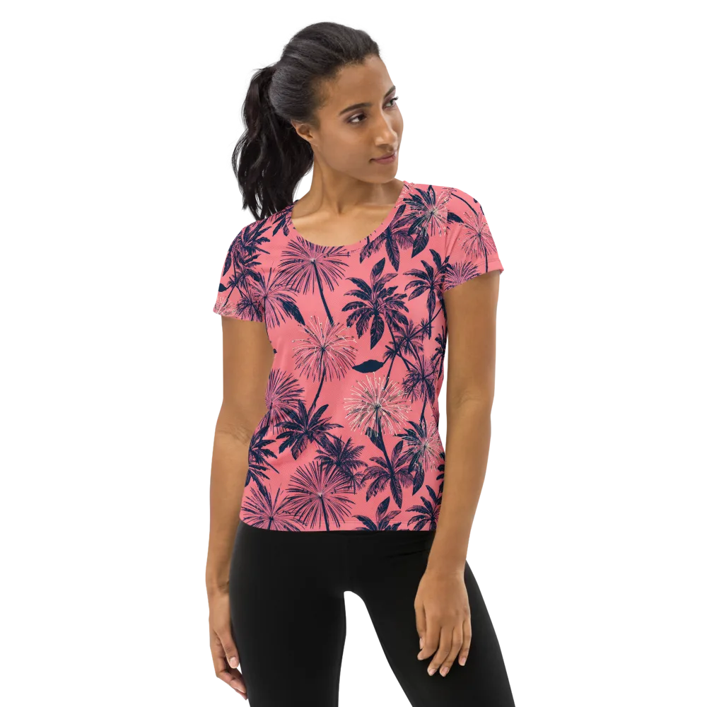 Coral Afterglow on Women's Athletic T-Shirt — Front