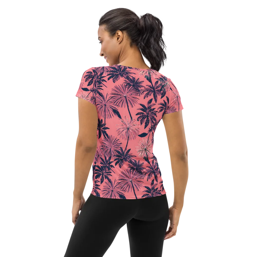 Coral Afterglow on Women's Athletic T-Shirt — Back