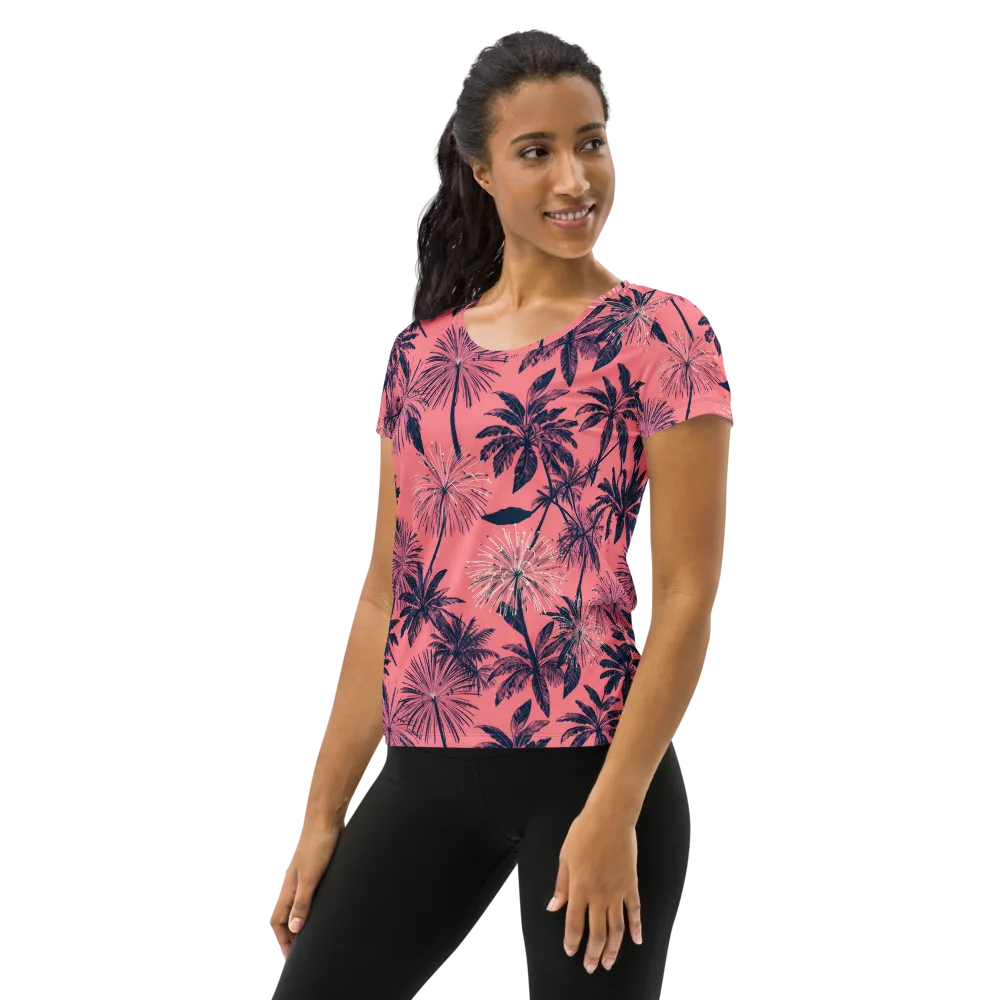 Coral Afterglow on Women's Athletic T-Shirt — Left