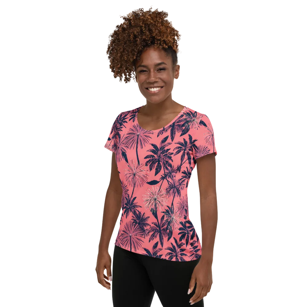 Coral Afterglow on Women's Athletic T-Shirt — Left