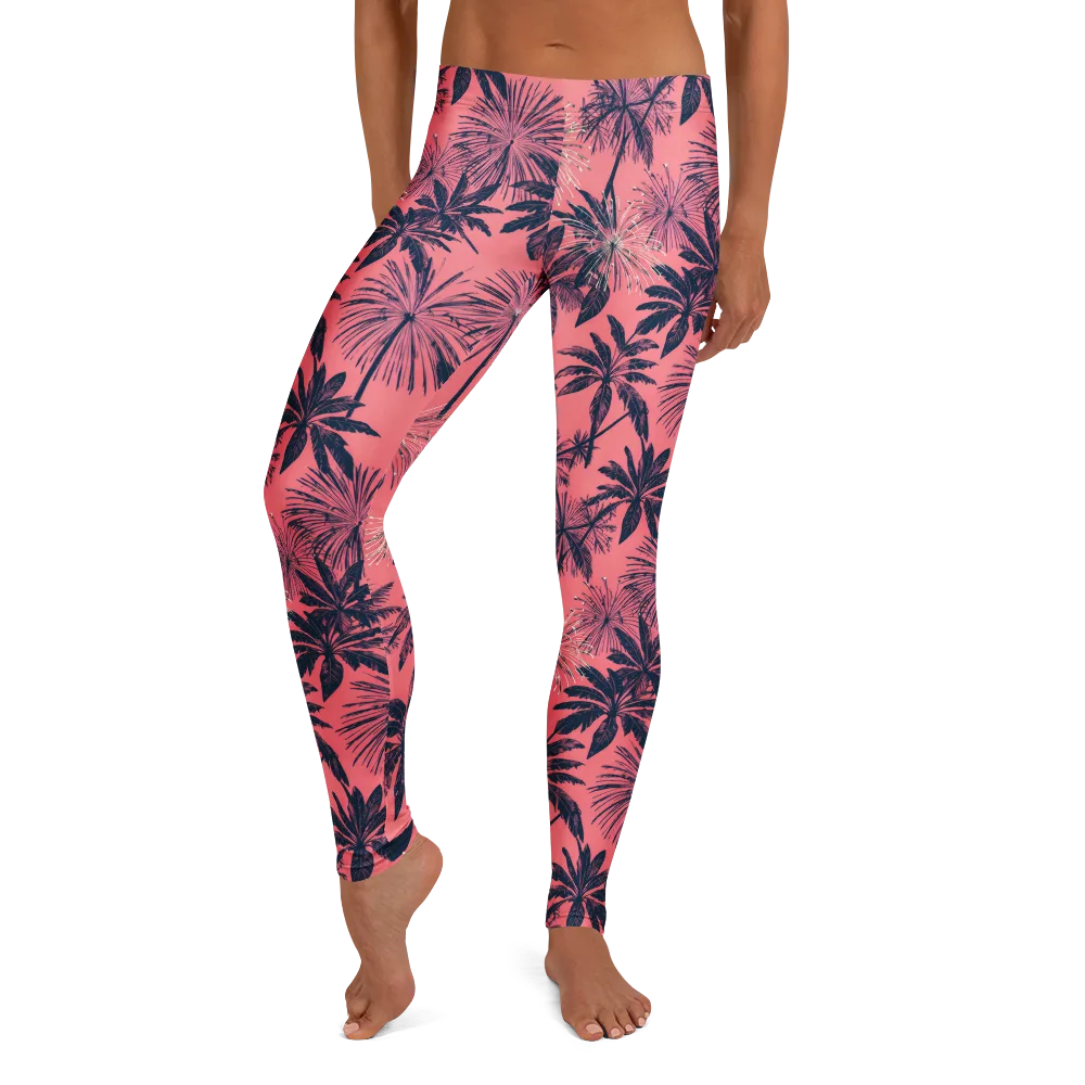 Coral Afterglow on Leggings — Front