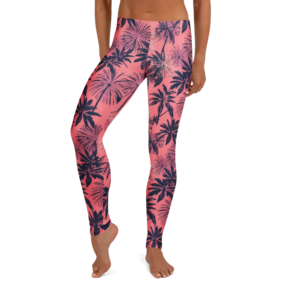 Coral Afterglow on Leggings — Front