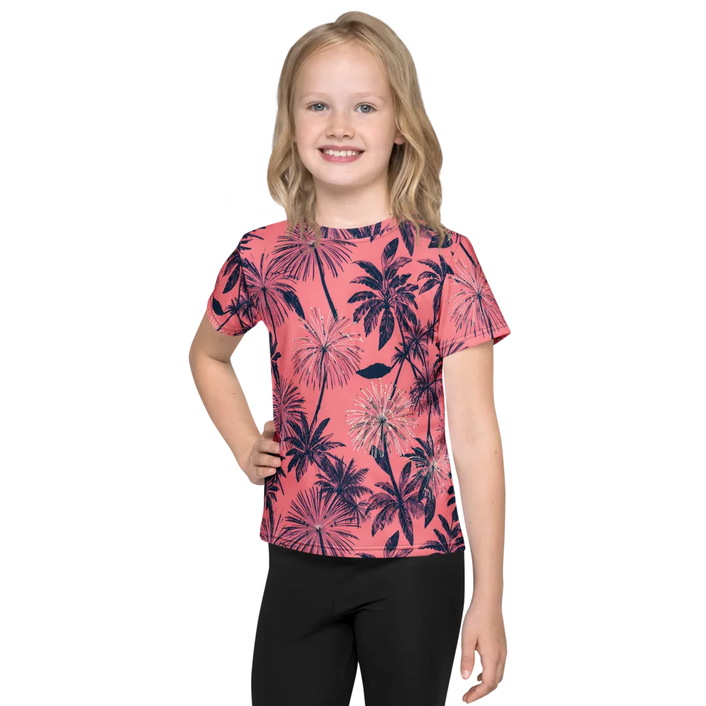 Coral Afterglow on Kids Crew Neck T-Shirt — Front