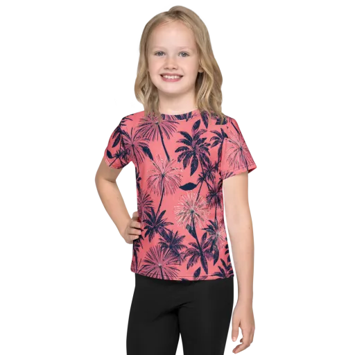 Coral Afterglow on a Kids Crew Neck T-Shirt