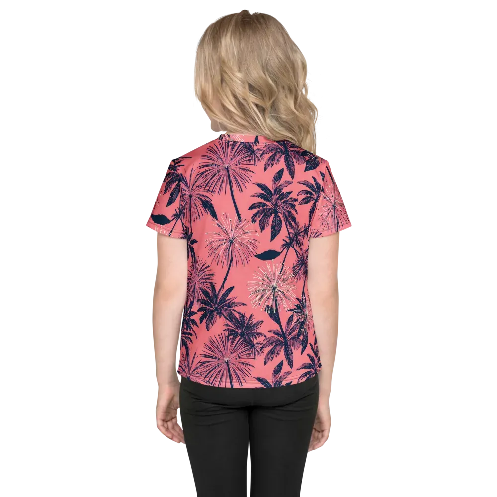 Coral Afterglow on Kids Crew Neck T-Shirt — Back