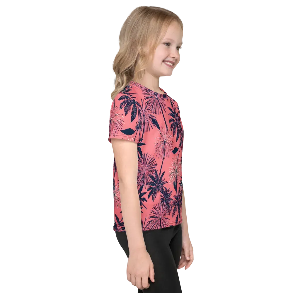 Coral Afterglow on Kids Crew Neck T-Shirt — Right