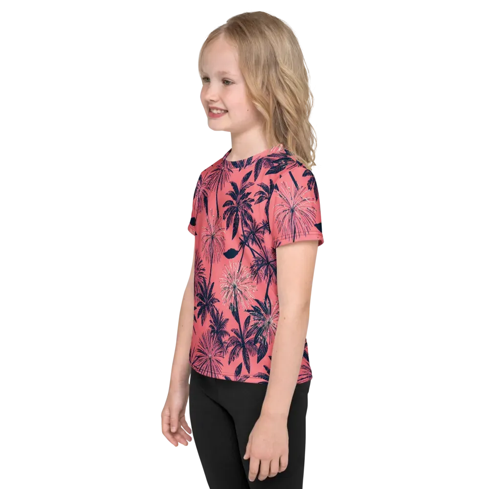 Coral Afterglow on Kids Crew Neck T-Shirt — Left