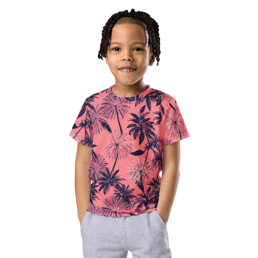 Coral Afterglow on Kids Crew Neck T-Shirt — Front