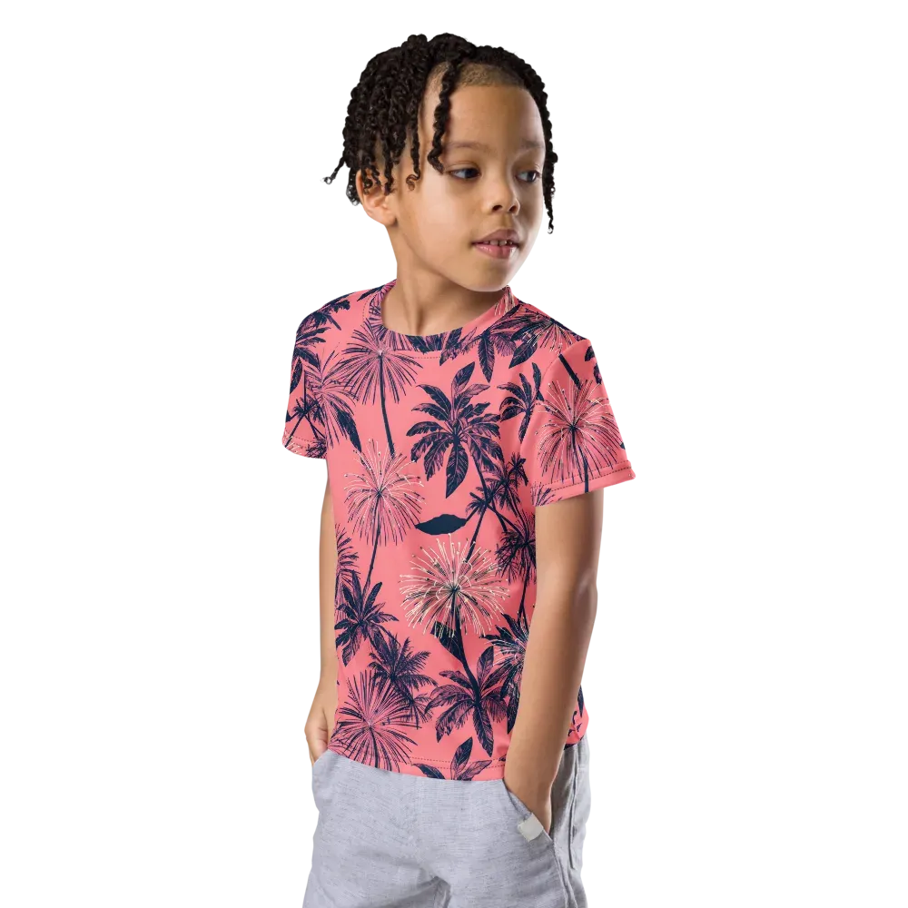 Coral Afterglow on Kids Crew Neck T-Shirt — Left Front