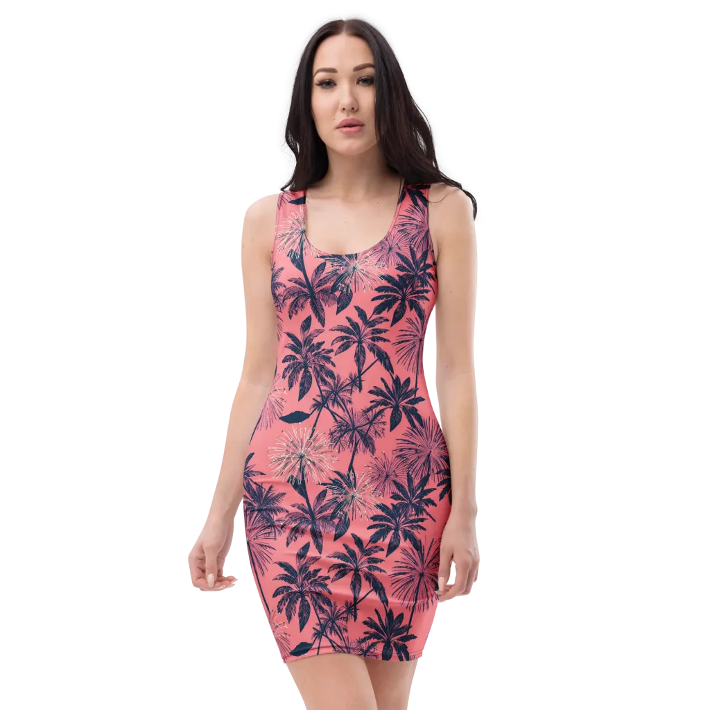 Coral Afterglow on Bodycon Dress — Front