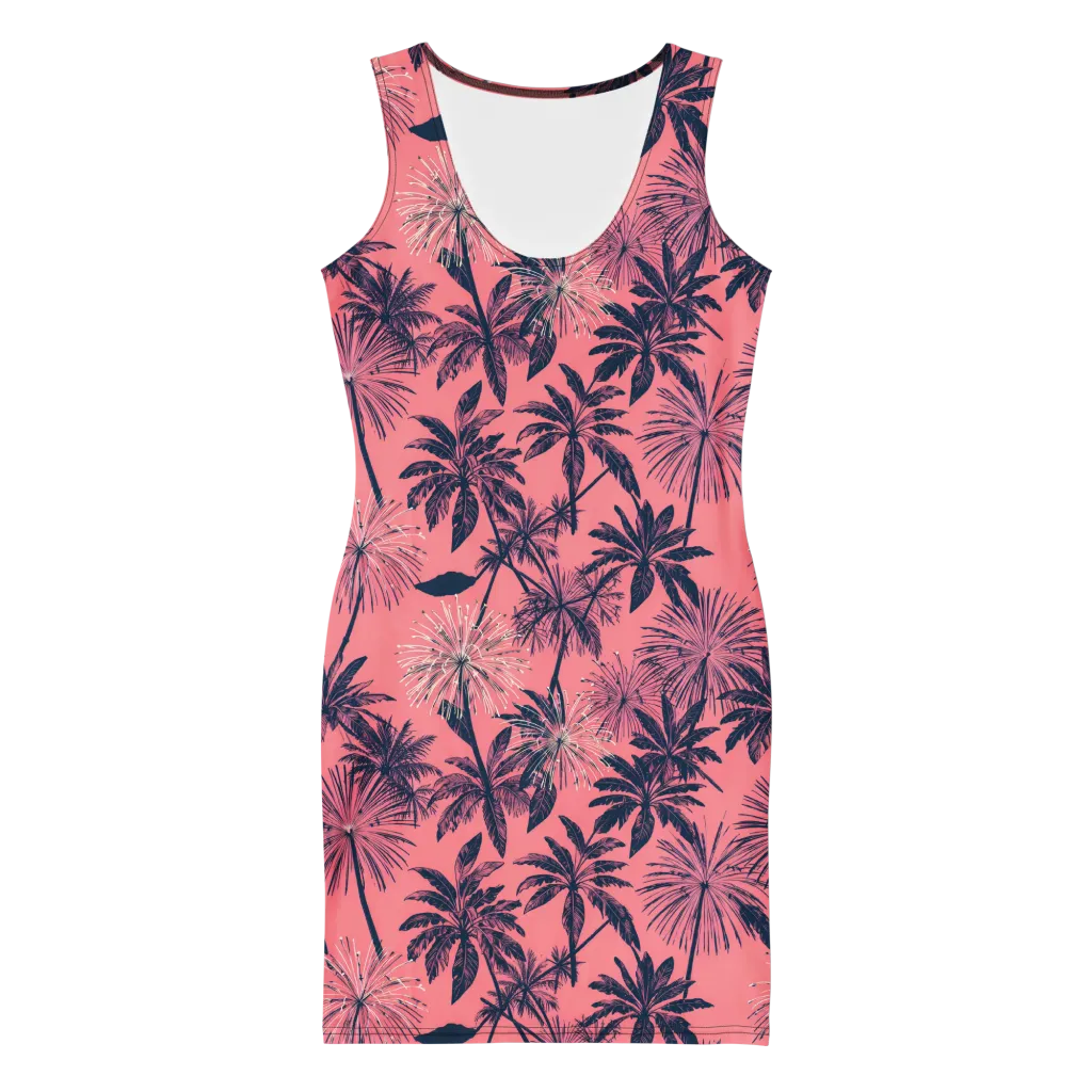 Coral Afterglow on Bodycon Dress — Front
