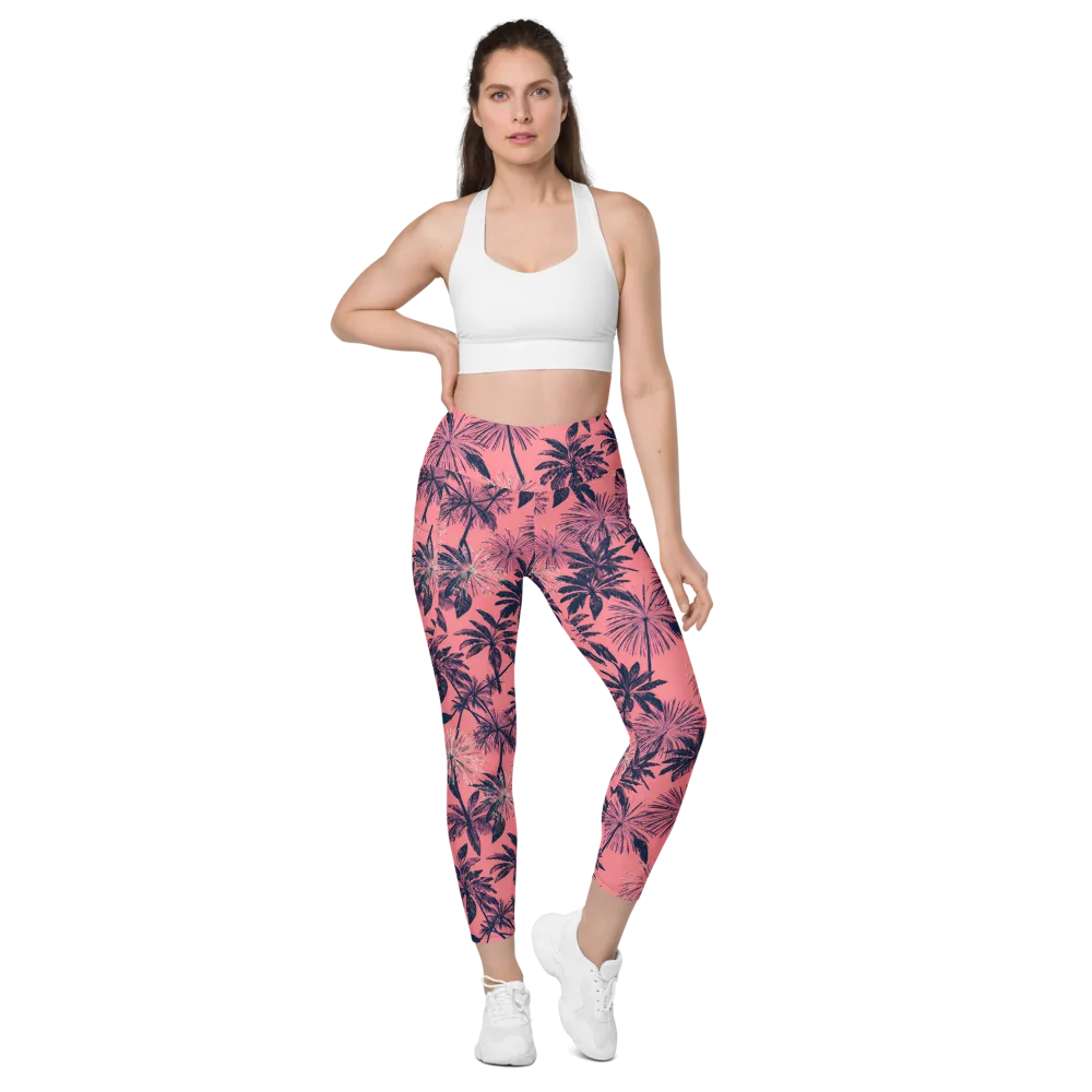 Coral Afterglow on Leggings with Pockets — Front