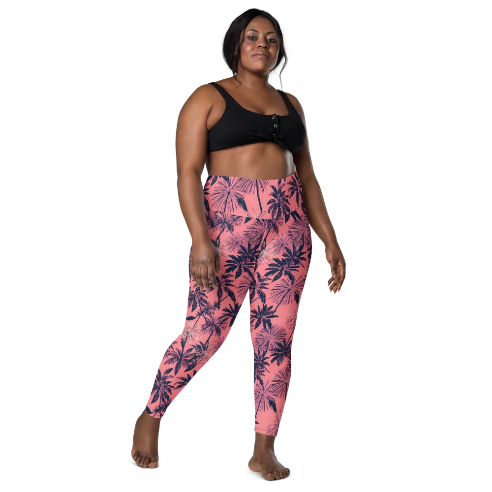 Coral Afterglow on Leggings with Pockets — Front