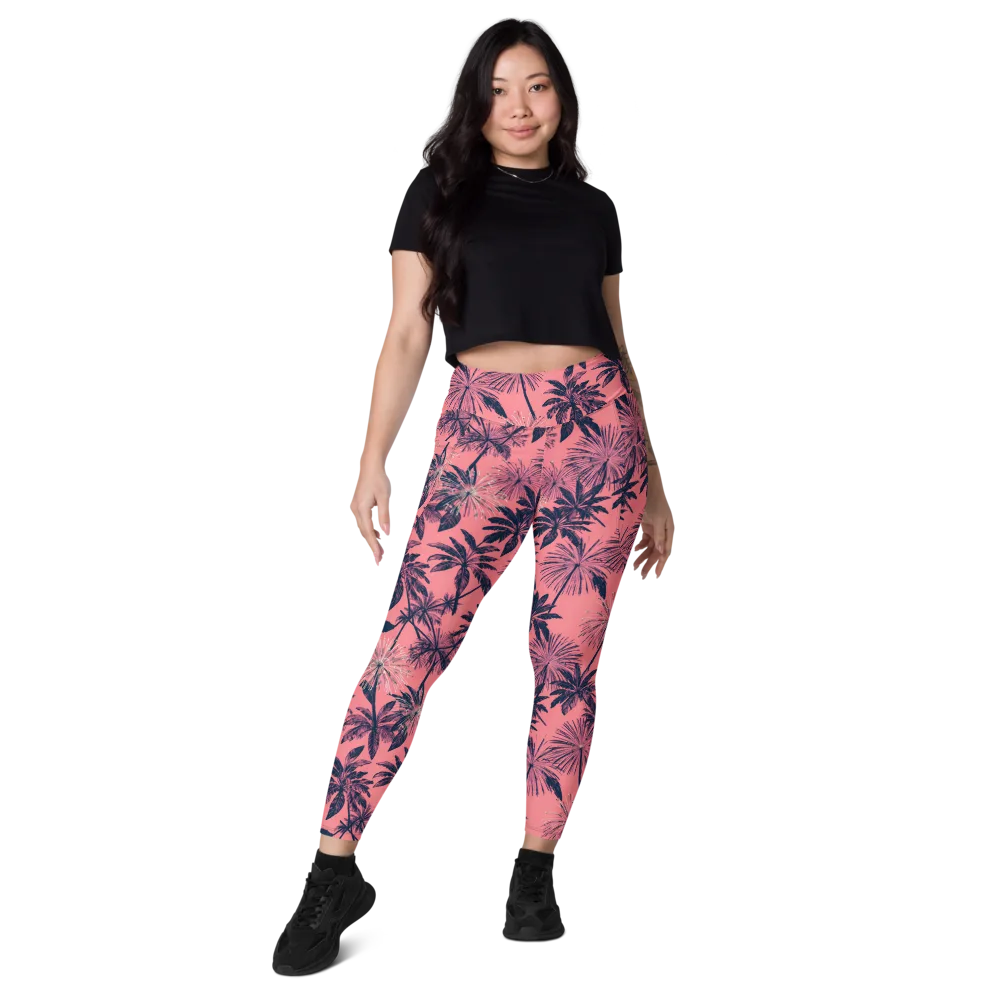 Coral Afterglow on Leggings with Pockets — Front