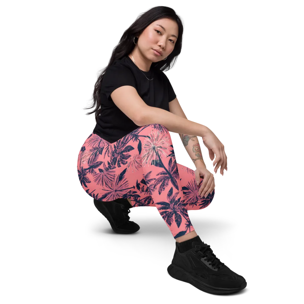 Coral Afterglow on Leggings with Pockets — Right Front