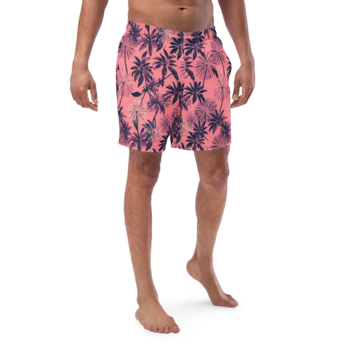 Coral Afterglow on a Swim Trunks