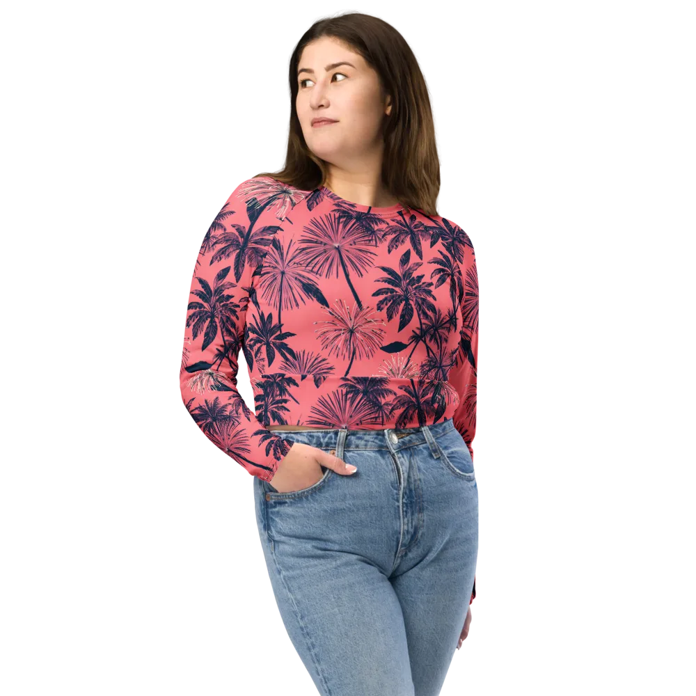 Coral Afterglow on Long Sleeve Crop Top — Front