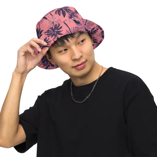 Coral Afterglow on a Reversible Bucket Hat