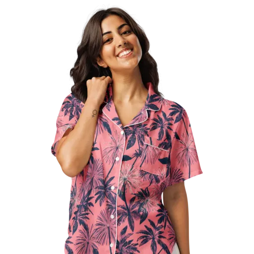 Coral Afterglow on a Women's Short Sleeve Pajama Top