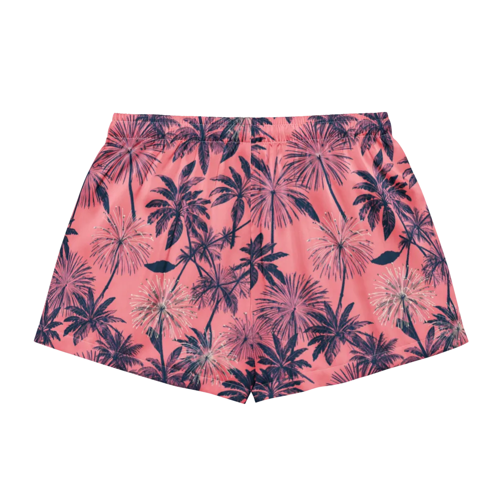 Coral Afterglow on Women's Pajama Shorts — Back