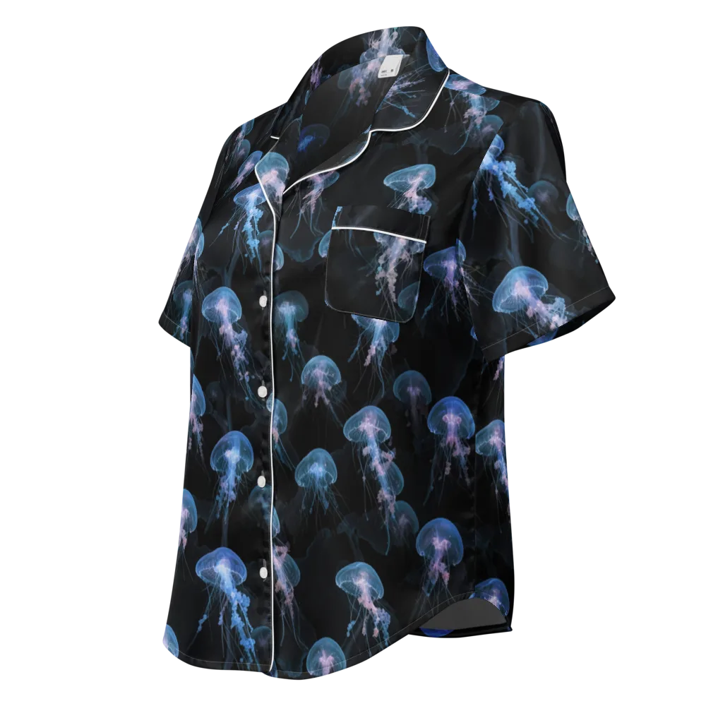Deepwater Reverie on Women's Short Sleeve Pajama Top — Left Front