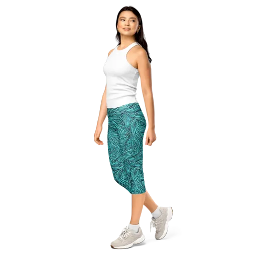 Cyan Whorl on a Capri Leggings