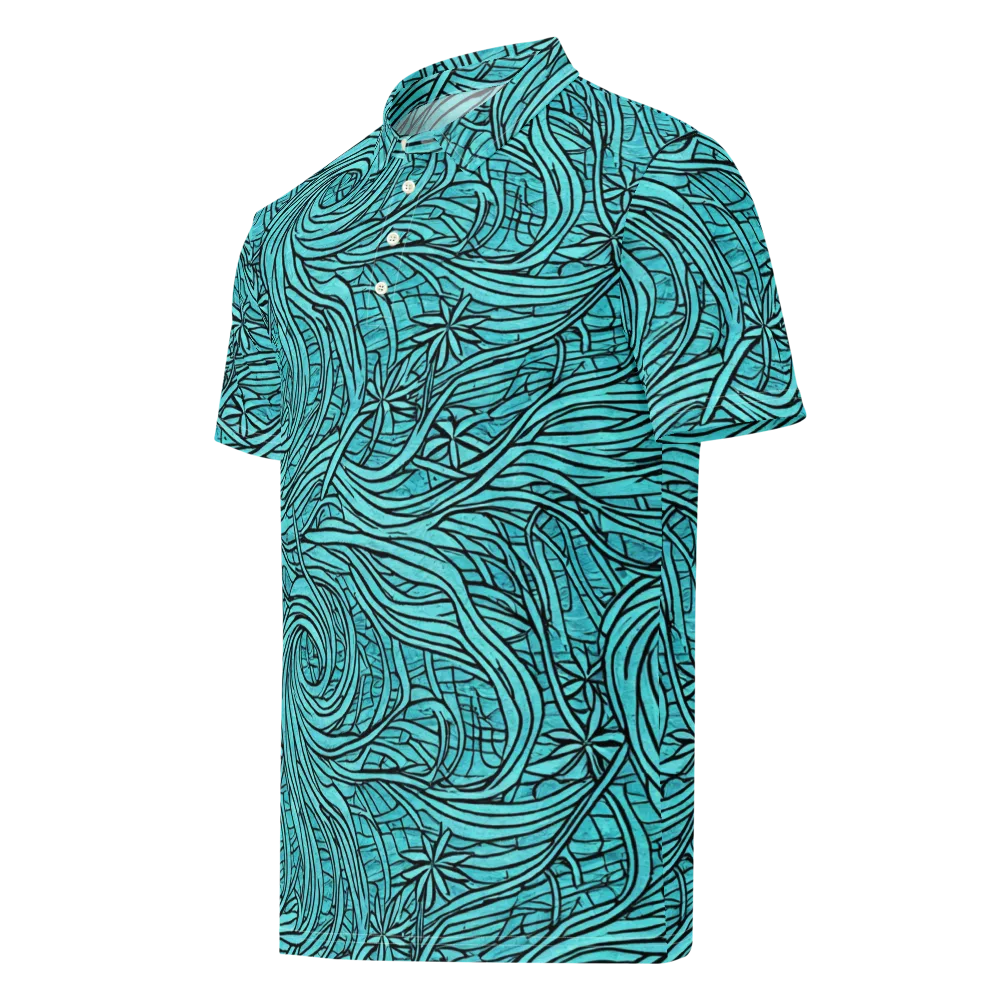 Cyan Whorl on Men's Slim Fit Polo Shirt — Left Front
